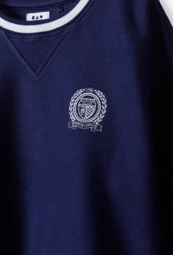Bawełniana bluza dresowa - granatowa z naszywką