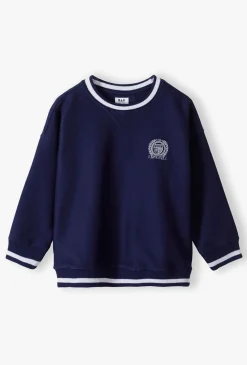 Bawełniana bluza dresowa - granatowa z naszywką