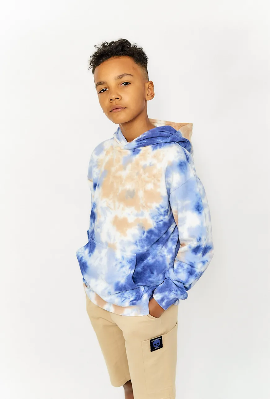 Bawełniana bluza dresowa z kapturem - tie-dye