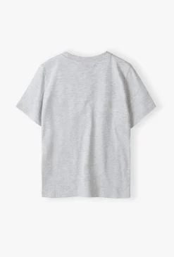 Bawełniany szary t-shirt dla chłopca - Basic - 5.10.15.