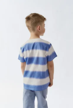 Bawełniany t-shirt chłopięcy w niebieskie paski
