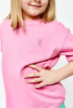 Bawełniany T-shirt dziewczęcy różowy