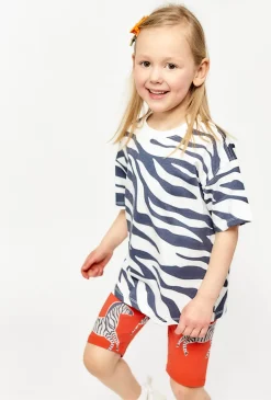 Bawełniany t-shirt dziewczęcy z wzorem zebry