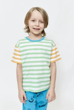 Bawełniany T-shirt w paski dla chłopca