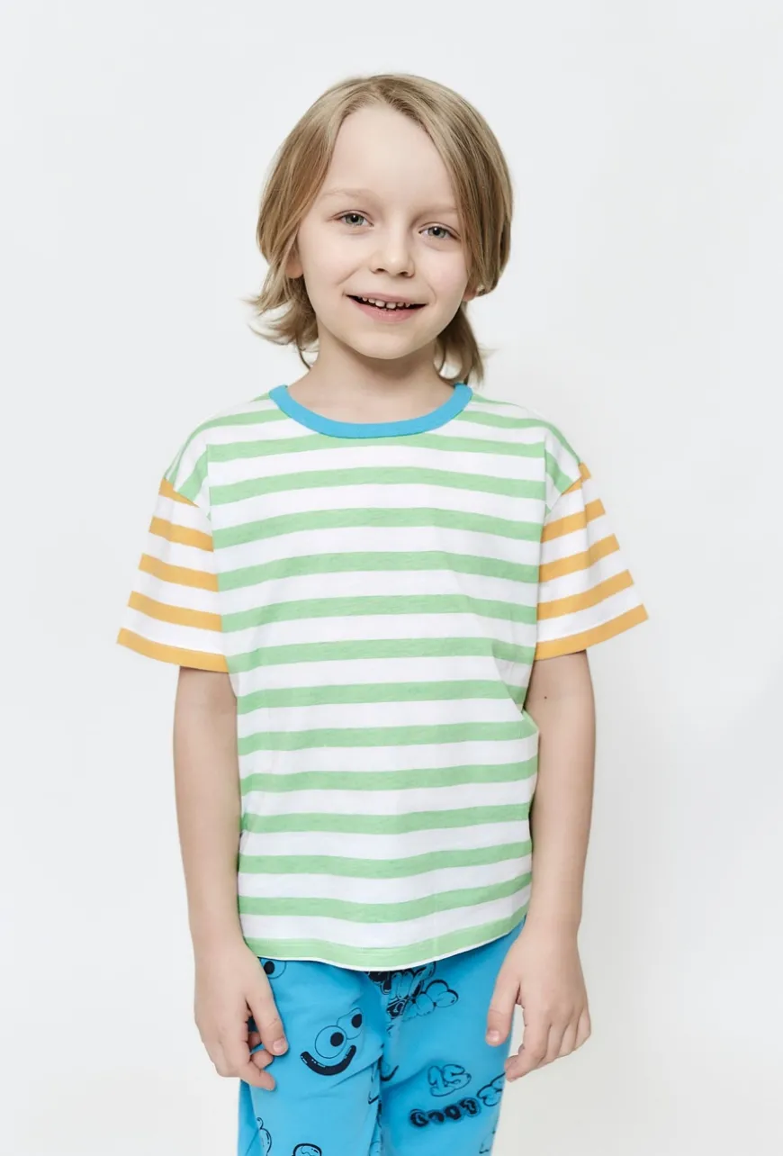 Bawełniany T-shirt w paski dla chłopca