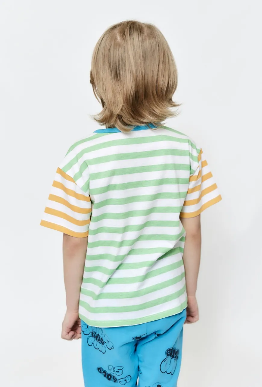 Bawełniany T-shirt w paski dla chłopca