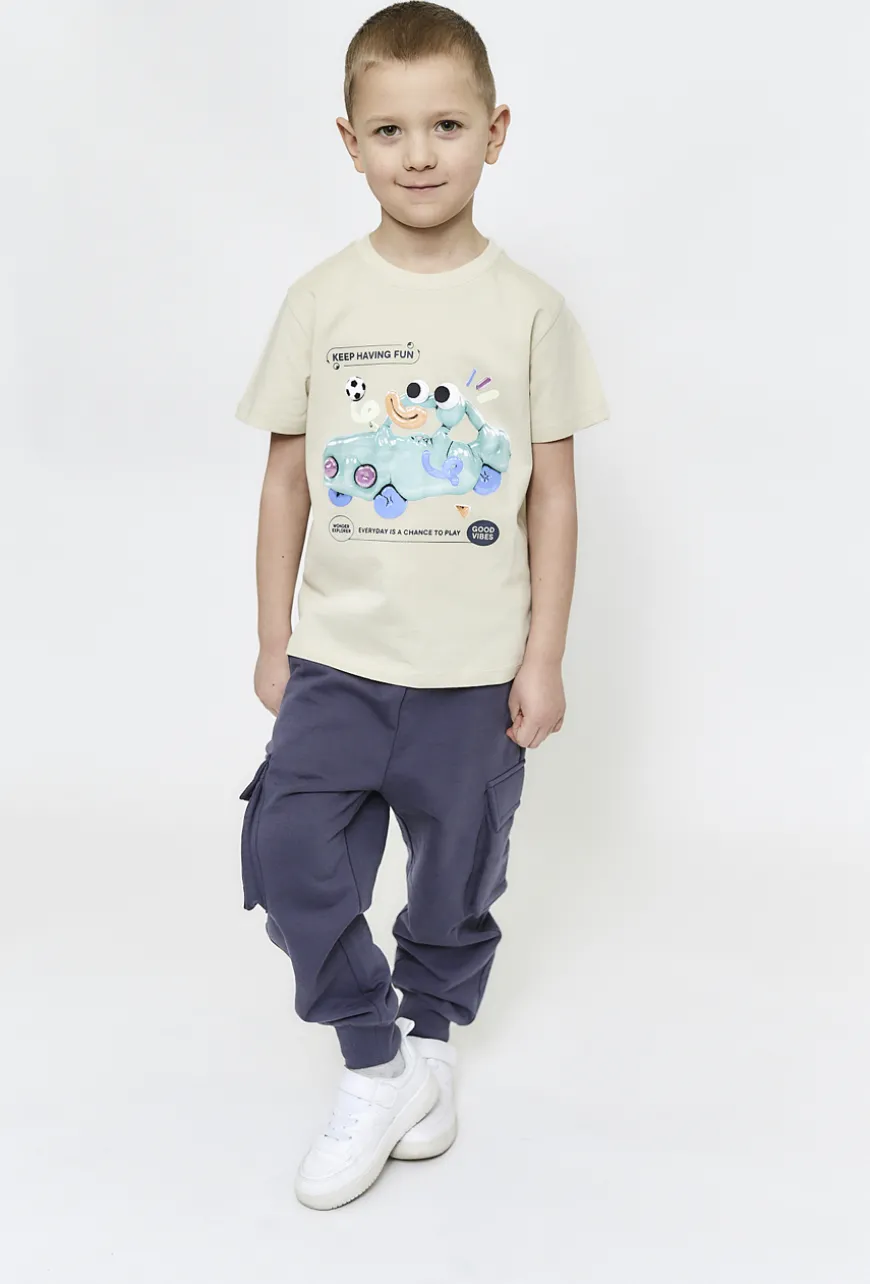 Bawełniany t-shirt z nadrukiem samochodu