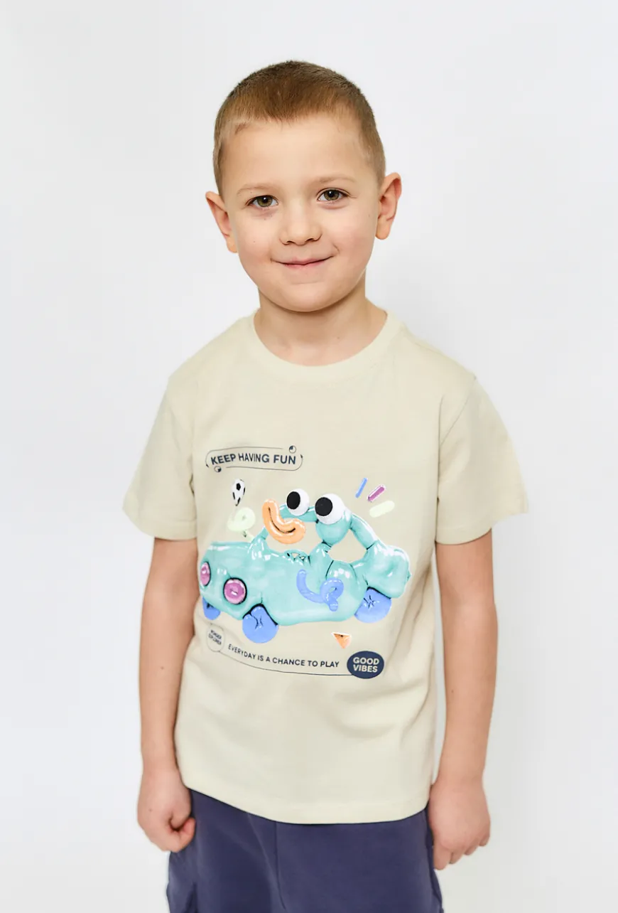 Bawełniany t-shirt z nadrukiem samochodu