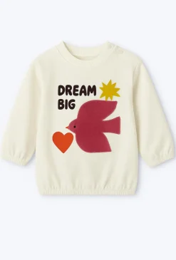 Biała bluza niemowlęca z haftem i nadrukiem „Dream Big”
