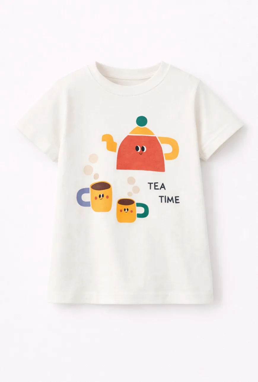 Biała koszulka dziewczęca - Tea Time