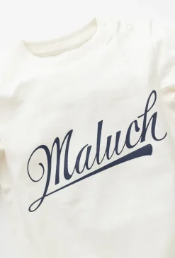 Białe body niemowlęce z nadrukiem „Maluch”, długi rękaw