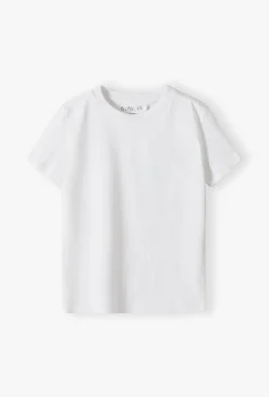 Biały bawełniany t-shirt dla dziecka - Basic - 5.10.15.
