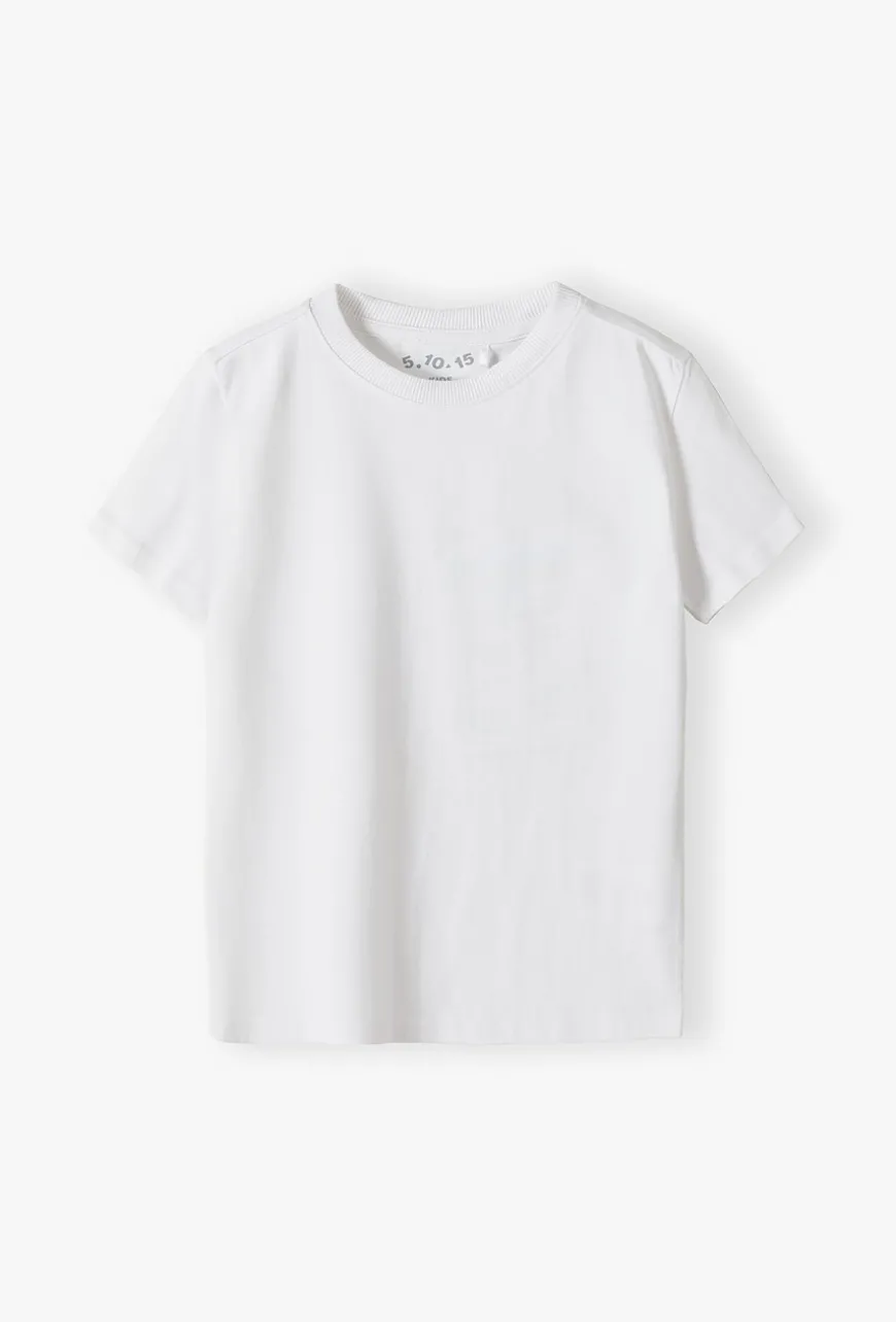 Biały bawełniany t-shirt dla dziecka - Basic - 5.10.15.
