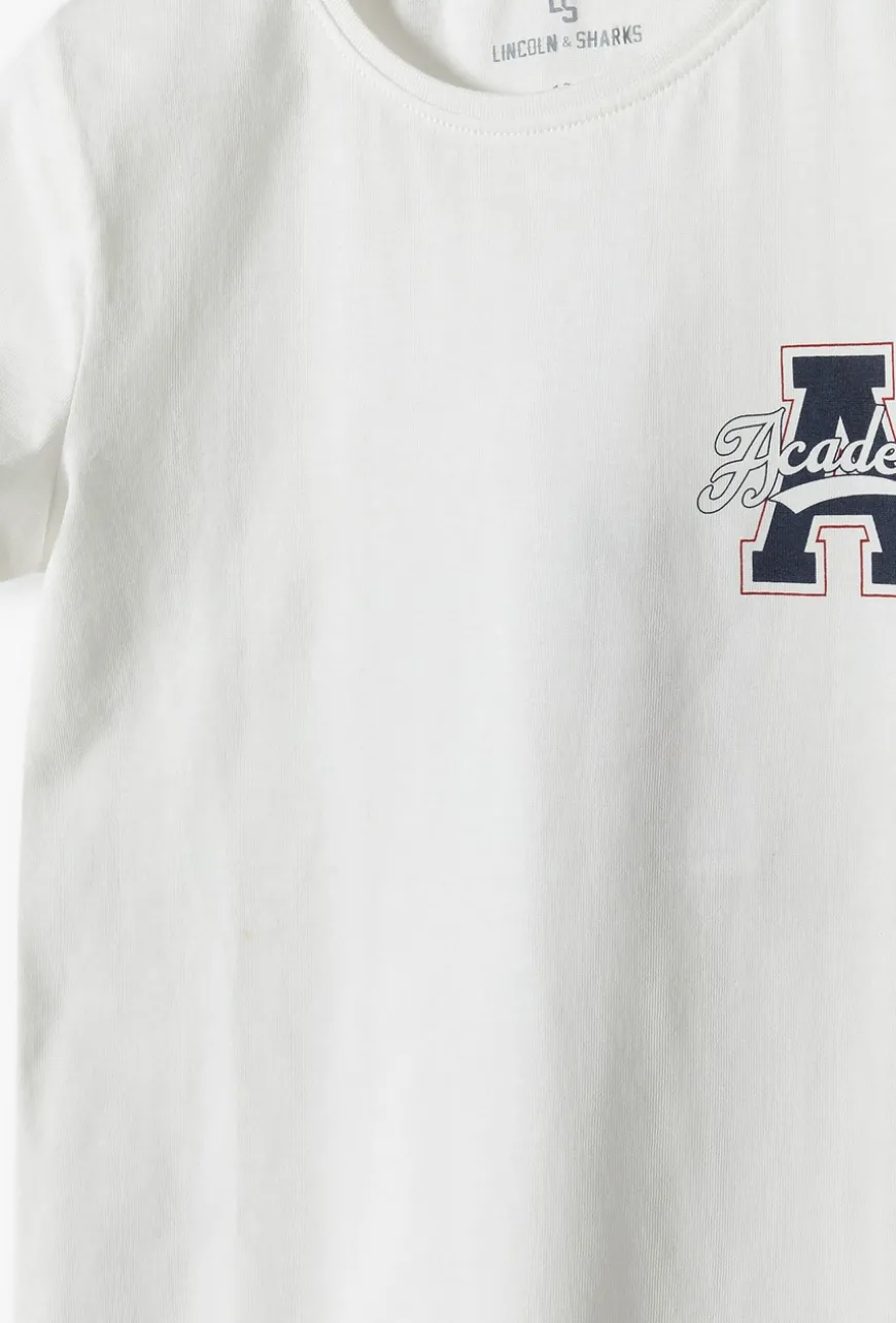 Biały pudełkowy t-shirt dla dziewczynki - Lincoln&Sharks
