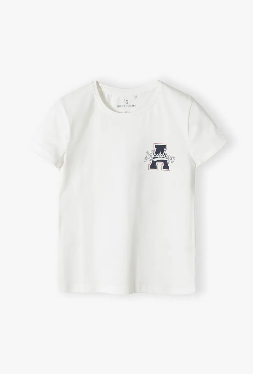 Biały pudełkowy t-shirt dla dziewczynki - Lincoln&Sharks