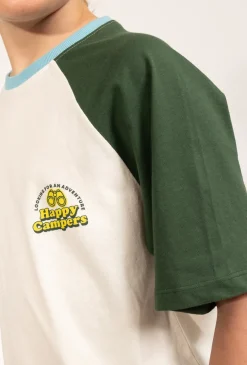 Biały t-shirt chłopięcy raglan “Happy Campers”