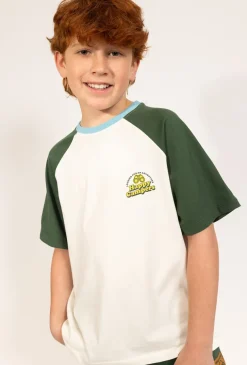 Biały t-shirt chłopięcy raglan “Happy Campers”