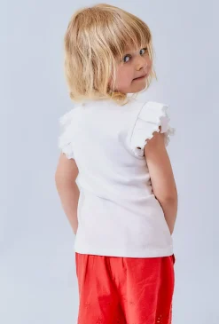 Biały t-shirt dziewczęcy w prążki