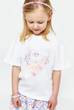 Biały t-shirt z nadrukiem łabędzi