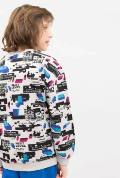 Bluza chłopięca crewneck kolorowy nadruk pixel