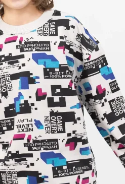 Bluza chłopięca crewneck kolorowy nadruk pixel