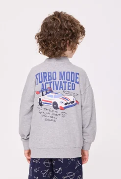 Bluza chłopięca rozpinana na stójce z nadrukiem