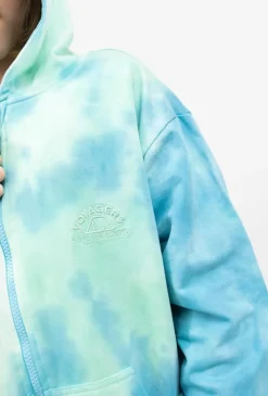 Bluza chłopięca z kapturem tie-dye na suwak – niebieska