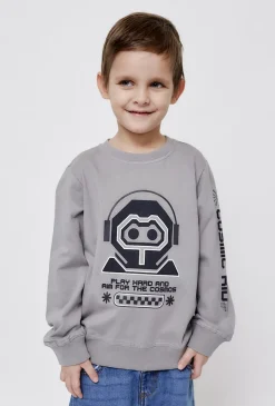 Bluza dresowa dla chłopca- szara z robotem
