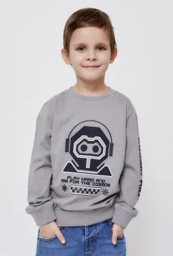 Bluza dresowa dla chłopca- szara z robotem