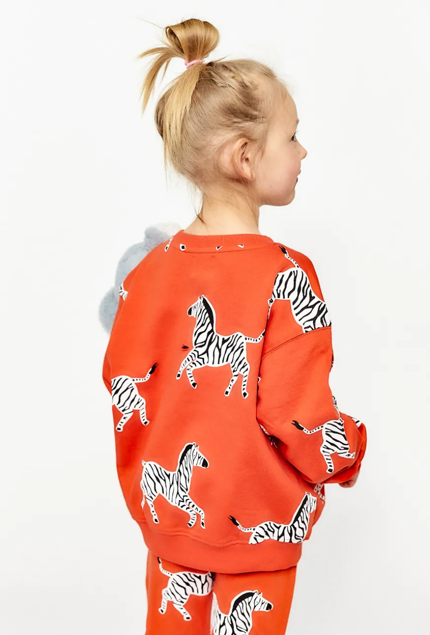 Bluza dresowa dla dziewczynki - czerwona w zebry