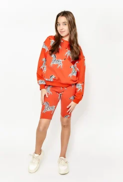 Bluza dresowa dla dziewczynki - czerwona w zebry