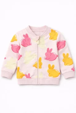 Bluza dresowa dla niemowlaka - różowa z króliczki