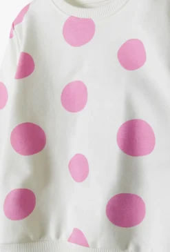 Bluza dresowa dla niemowlaka - biała w różowe grochy - 5.10.15.
