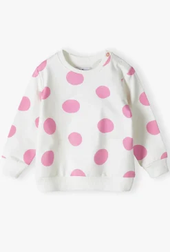 Bluza dresowa dla niemowlaka - biała w różowe grochy - 5.10.15.