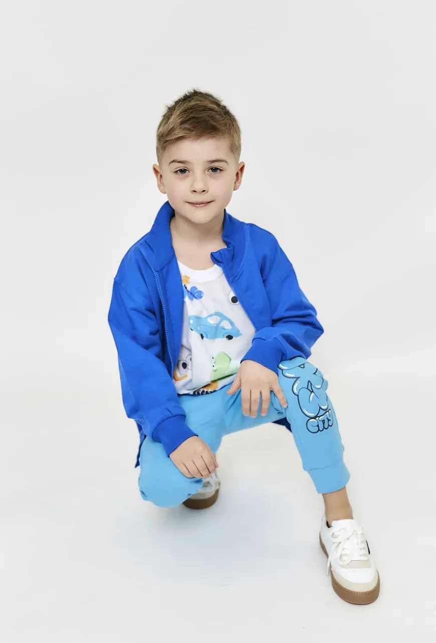 Bluza dresowa rozpinana dla chłopca - niebieska