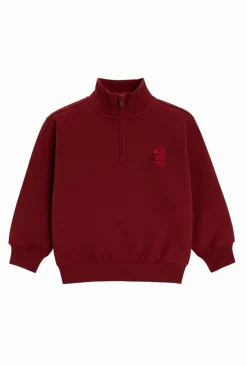Bluza dziecięca czerwona na stójce z haftem szachowym