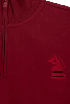 Bluza dziecięca czerwona na stójce z haftem szachowym