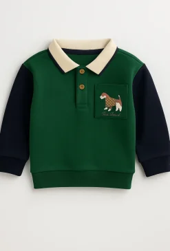 Bluza dziecięca polo z kieszonką i nadrukiem