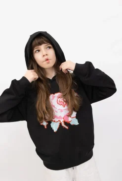 Bluza dziewczęca oversize z kapturem – róża