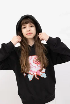 Bluza dziewczęca oversize z kapturem – róża