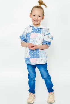 Bluza dziewczęca z kapturem - patchworkowy wzór