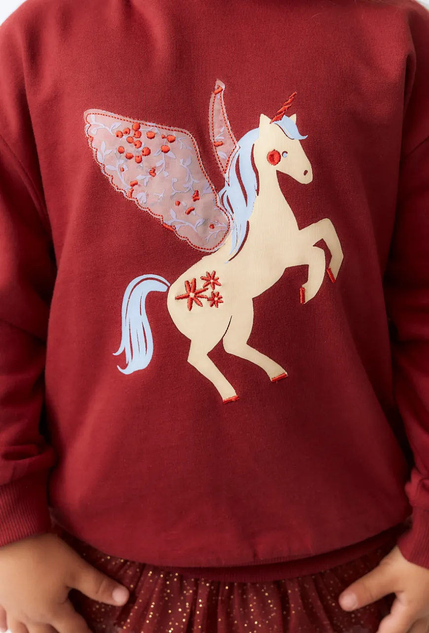 Bluza dziewczęca z kapturem – print jednorożca