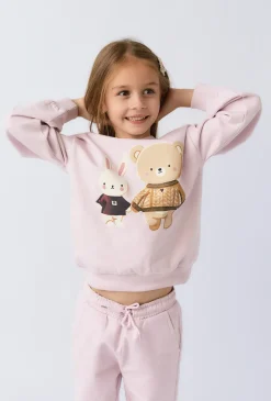 Bluza dziewczęca z nadrukiem misia i króliczka