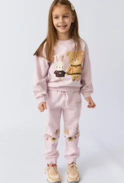 Bluza dziewczęca z nadrukiem misia i króliczka