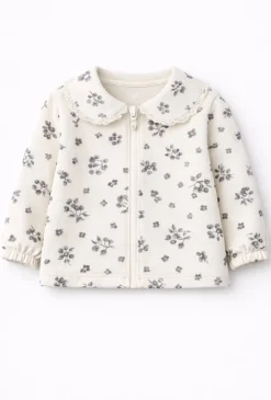 Bluza niemowlęca rozpinana w kwiatki z kołnierzem