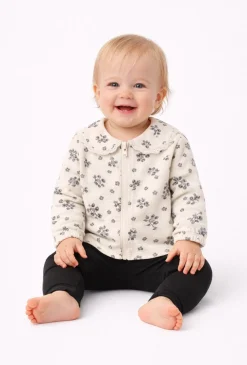 Bluza niemowlęca rozpinana w kwiatki z kołnierzem