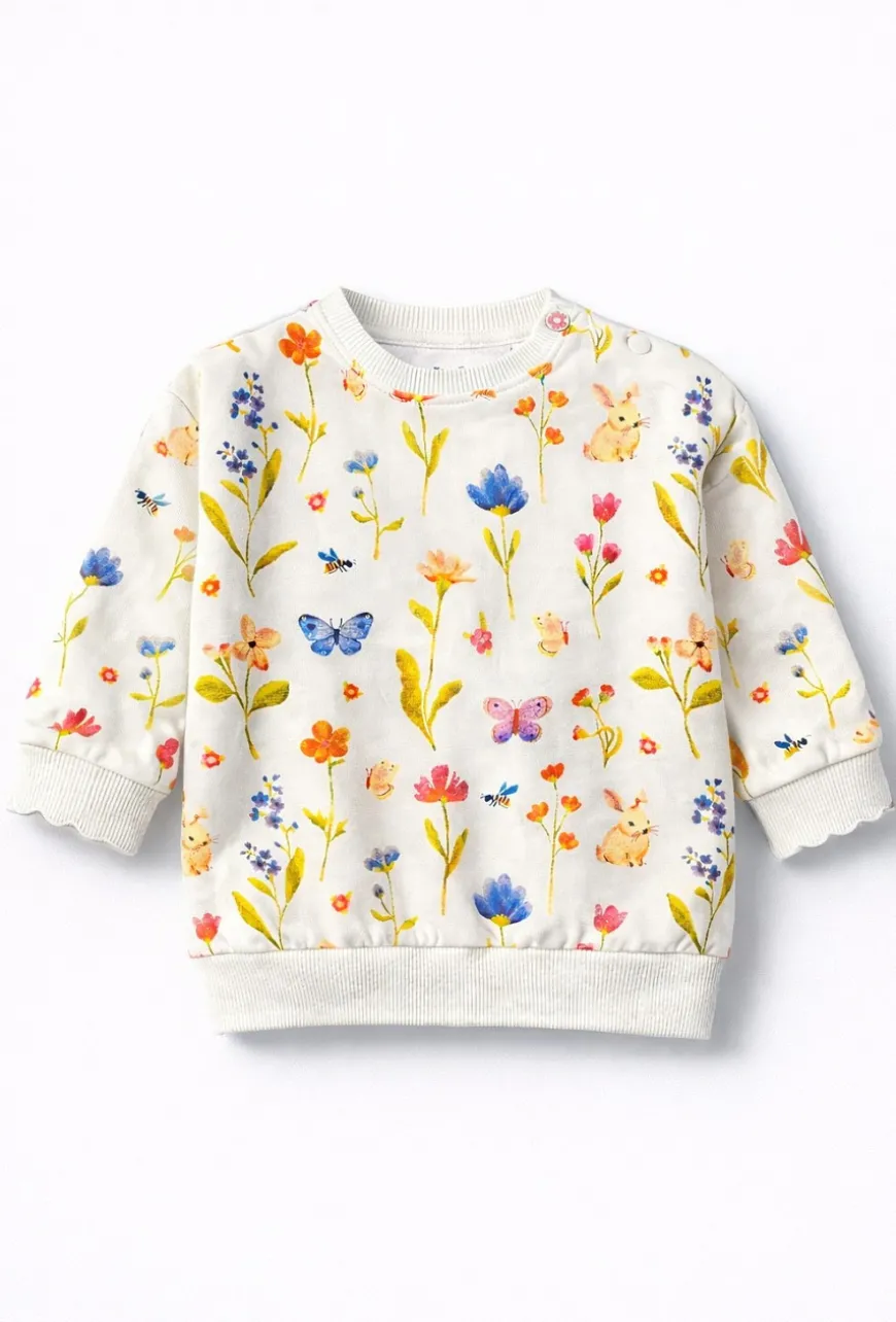 Bluza niemowlęca z kwiatowym printem i falbanką