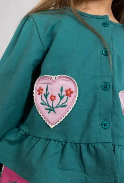Bluza rozpinana na guziczki z serduszkami