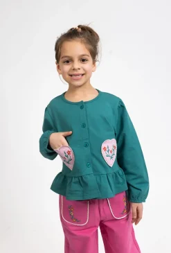 Bluza rozpinana na guziczki z serduszkami