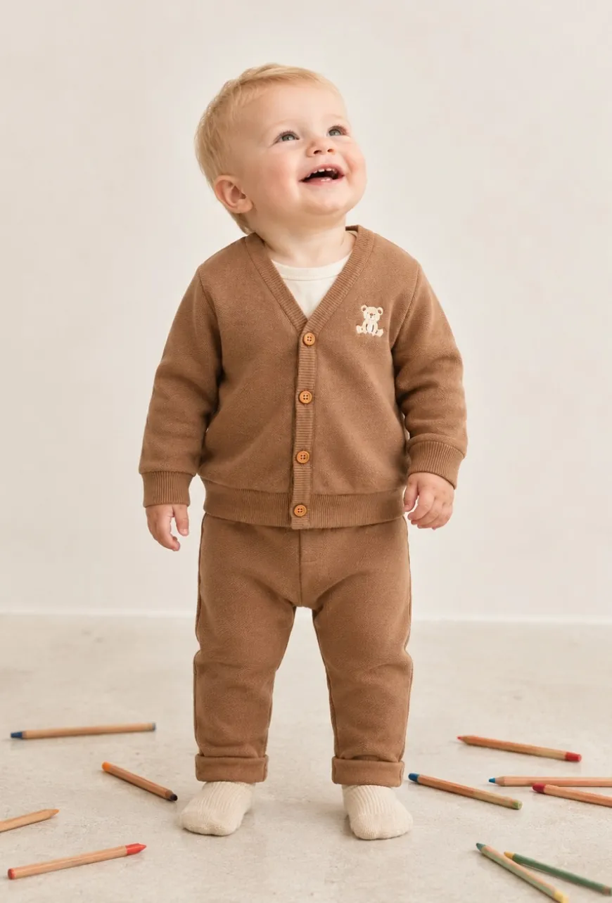 Bluza rozpinana niemowlęca z haftem misia